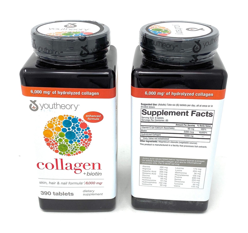 Youtheory Collagen Advanced Formula Tablets - 390 ct (2-Pack para 780 Ct)
