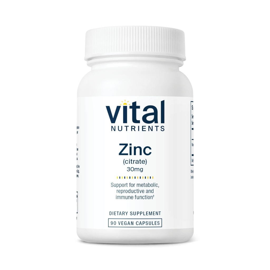 Nutrientes vitais Citrato de zinco 30mg □ Suplemento de suporte imunológico absorvedo facilmente* * Suplemento de zinco Vegan