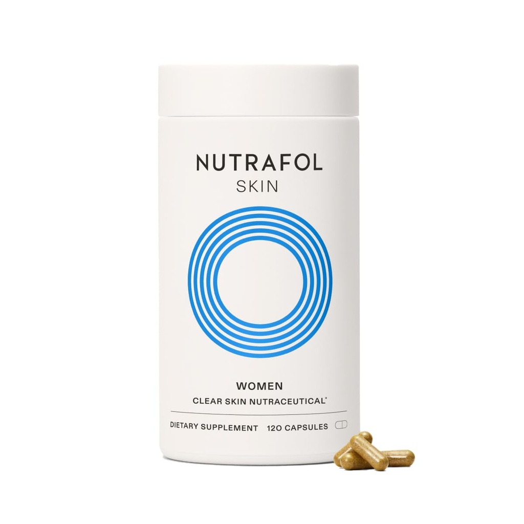 Nutrafol Clear Skin Acne Supplement for Women, Clinicamente testado para mais claro, pele mais suave, Médico-Formulada, Vegan