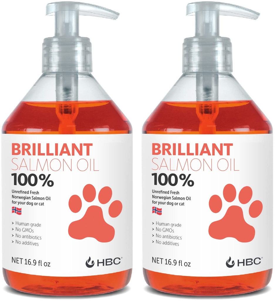 Óleo de salmão para cães - Pele saudável & casaco, Natural norueguês Omega 3 suplemento alimentar de óleo de peixe, EPA & DHA ácidos gordos, Ideal para derramamento, alergia, coceira, pele seca, articulação & saúde óssea - (2 x 16.9 onças)
