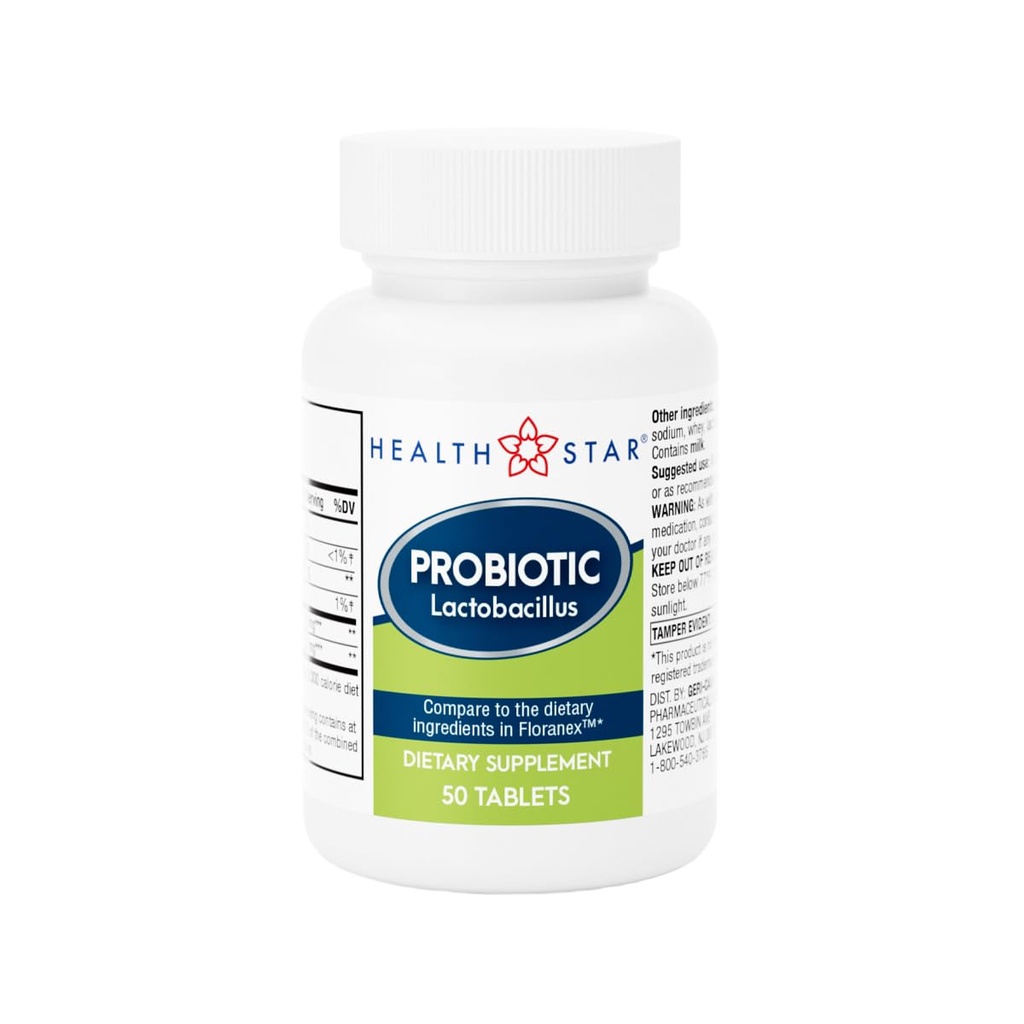 GeriCare Probiótico Lactobacillus, Apoio à Saúde Digestiva, Suplemento Alimentar Comprimidos, 50 Contagem (Pacote de 1)