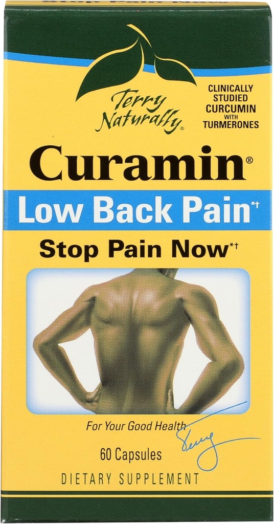 Terry Naturalmente Curamin Dor lombar - 60 Cápsulas Vegan - Suplemento de alívio alvo, Suporta Cartilagem saudável & Conforto - Não-GMO, Sem glúten - 20 Servings