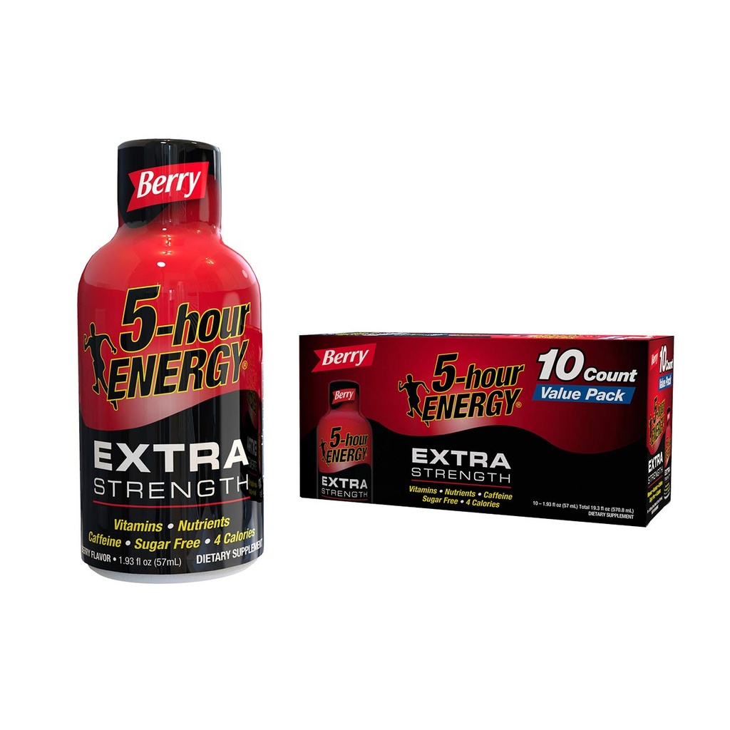 5 horas ENERGY® Shot, Força Extra, Berry, 10 Pack