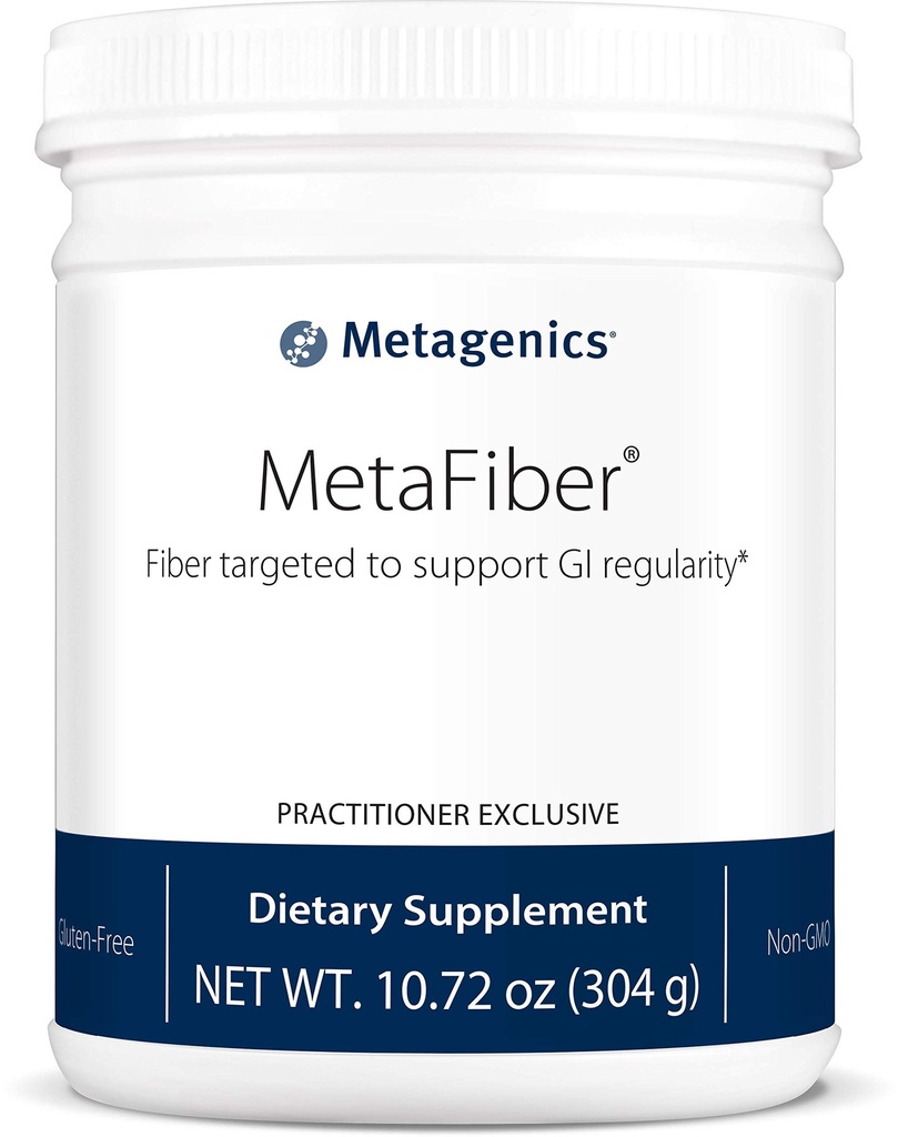 Metagenics MetaFiber - 6 g Fibra dietética - Suporta Regularidade GI e alívio ocasional da constipação * - Pó de mistura de fibras - Não-GMO e sem glúten - 10,72 onças