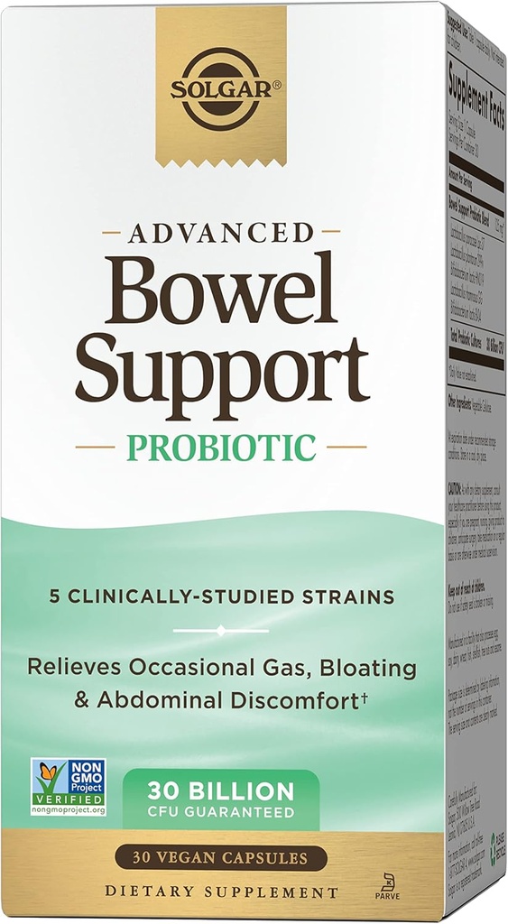 Solgar Bowel Support Probiótico, 30 Cápsulas