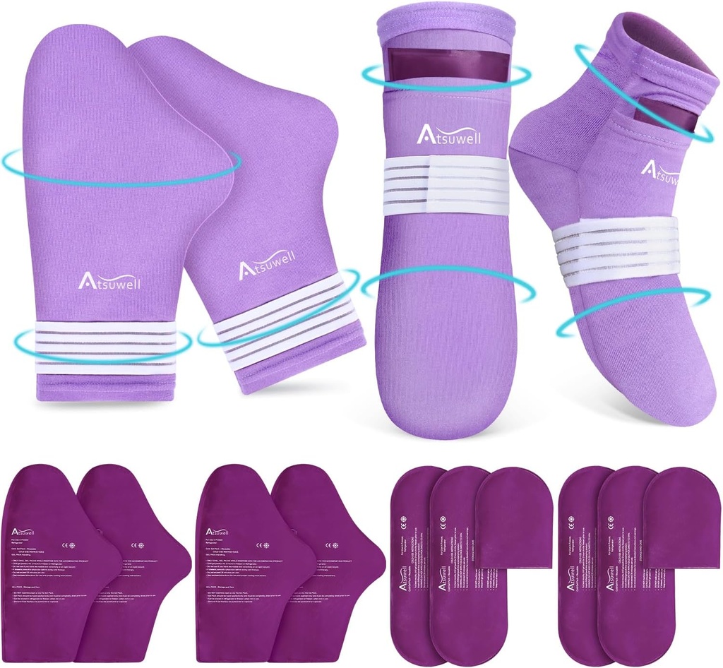 Atsuwell Quimioterapia Deve Ter Para Mulheres e Homens, Luvas Chemo e Meias para Neuropatia, Meias de Terapia Frio e Luvas Frio Confortar Itens para Desconforto Mão e Pé, Chemo Care Gift, S/M
