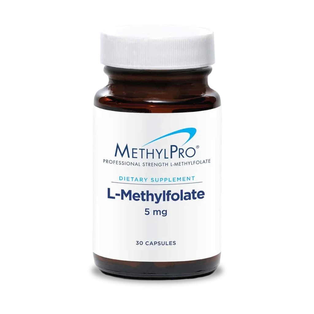 MetilPro L-Metilfolato 5 mg - Suporta uma mentalidade saudável - Folato ativo para suporte de metilação e reações bioquímicas - Altamente biodisponível - Posologia flexível - 30 Servões - 30 Cápsulas