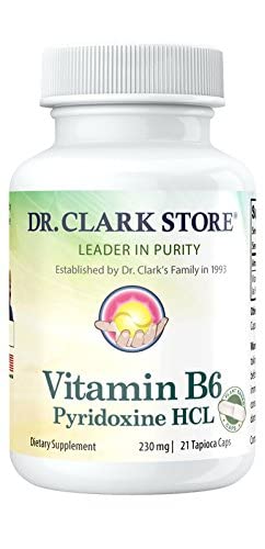 Dr. Clark Suplemento Vitamina B6 – 230mg, 21 Cápsulas Tapioca, Suporta Metabolismo de Energia e Saúde do Sistema Nervoso