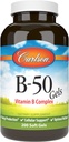 Carlson - B-50 Gels, Complexo de Vitamina B, Produção de Energia, Suporte Celular e Bem-Estar Optimal, 200 Softgels