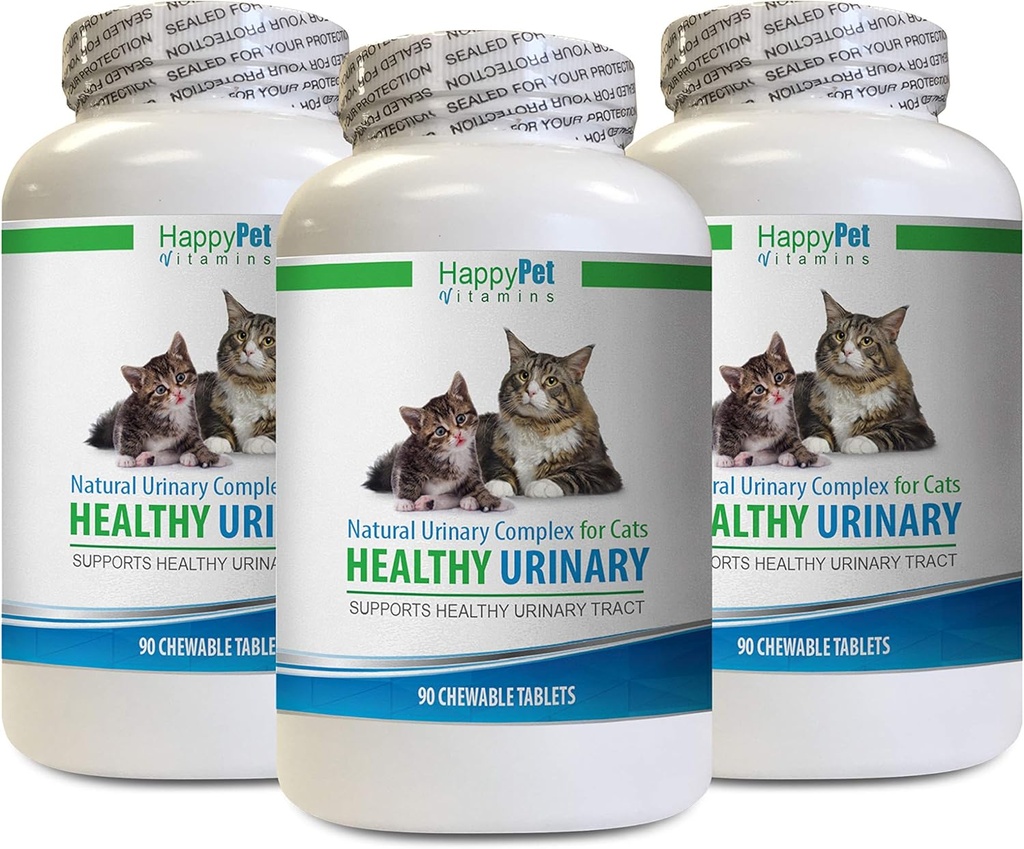 Cat Suplemento ITU - CAT Complexo Urinário Saudável - Solução ITU - Fórmula Natural - Anti - gato Incontinência Urinária - 3 Garrafas (270 Comprimidos)
