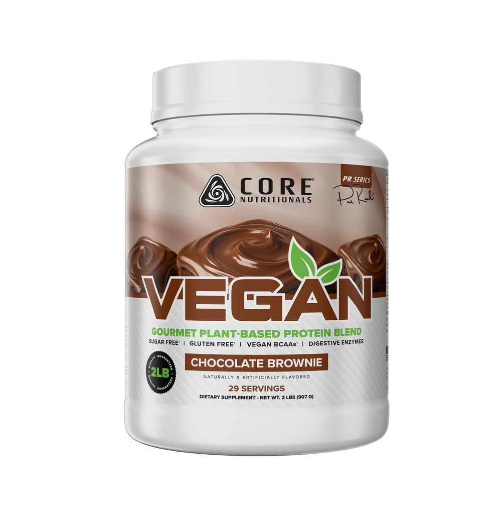 Núcleo Nutricionais Vegan Gourmet Planta Based Protein Mistura de proteína com Vegan BCAAs □ Lactose, Soja, Açúcar, & Glúten Livre □ 21g Ervilha Proteína 2 Libras (Chocolate Brownie Batter)
