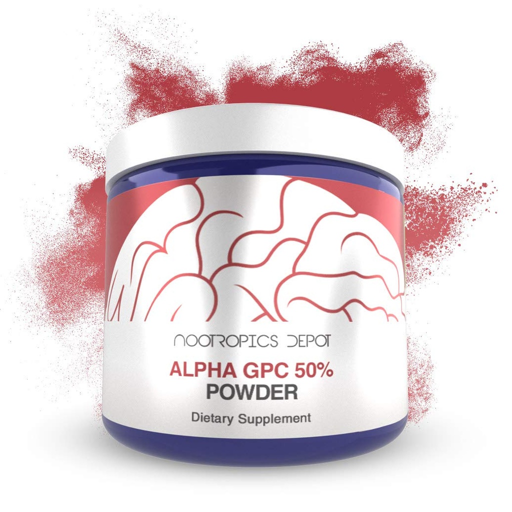 Nootropics Depot Alpha GPC Pó (50%) 60 Grams Suplemento Cholinérgico □ Suplemento Saúde do Cérebro Suporta Função Cérebro Saudável