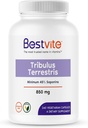 BESTVITE Tribulus Terrestris 850mg por cápsula (240 Cápsulas vegetarianas) - Extrato padronizado - Min 45% Saponinas - Sem Estearatos - Sem Dióxido de Silício - Sem Enchidos - Vegan - Não GMO - Gluten Free