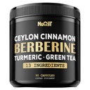 Suplemento Berberine. Adicionado Curcumina Turmérica, Chá Verde e Mais - Suporte Saúde do Coração, Gestão do Corpo e Sistema Imune - 90 Cápsulas para fornecimento de 3 meses