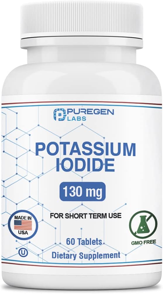 Comprimidos de Iodeto de potássio 130 mg Comprimidos de Iodo de Kosher, Apoio à Tiróide – 60 Comprimidos