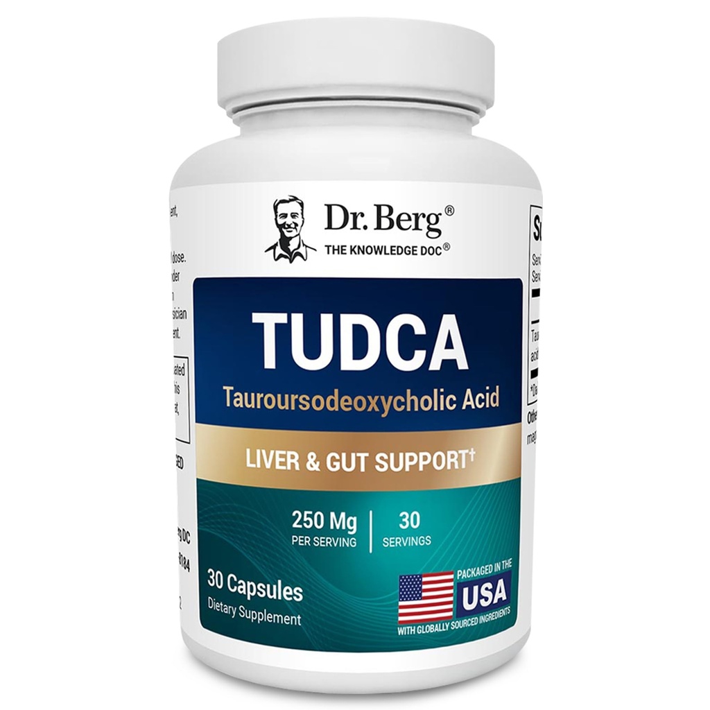Dr. Berg TUDCA Supplement (Tauroursodeoxicólico Ácido) - Fórmula poderosa para a saúde do fígado, fluxo de vesícula biliar, suporte de vesícula biliar e saúde digestiva* - 30 Cápsulas
