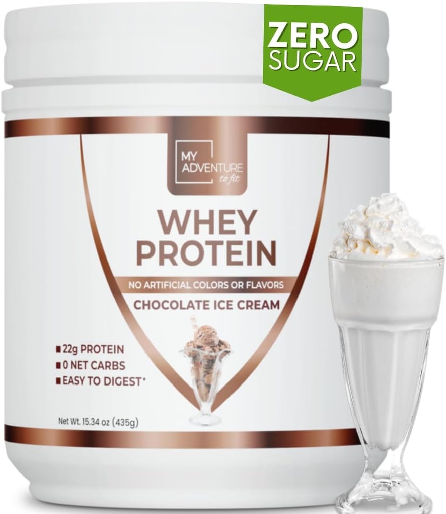 Minha aventura para caber Whey Isolate Protein Powder - Low Carb Protein Powder for Women - Adoçado com Stevia Whey Isolate Protein for Muscle Growth - Protein Powder (Chocolate Ice Cream, 15 Servings)