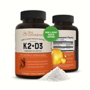 Vitamina K2 Conscious vivo MK7 com suplemento D3 Suporte de saúde óssea e cardíaca - Vitamina K patenteada e vitamina D3 5000 UI - 60 Softgels