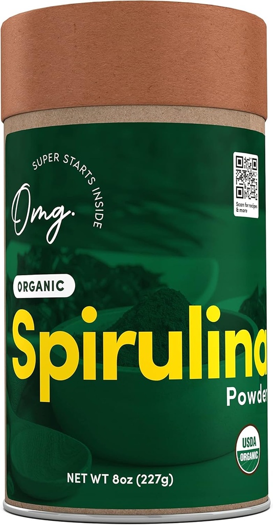 Meu Deus! Superalimentos espirulina orgânica em pó - 100% puro, USDA certificado Orgânico - Boa fonte de ferro, vitamina A e vitamina B12. - 8 Onças (1 embalagem) ...