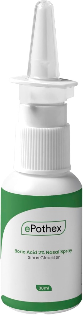 Ácido bórico 2% Pulverizador nasal - Limpa Passagens de Via Aérea - Fornece suporte para desafios sazonais e crônicos do sinus - 30ml