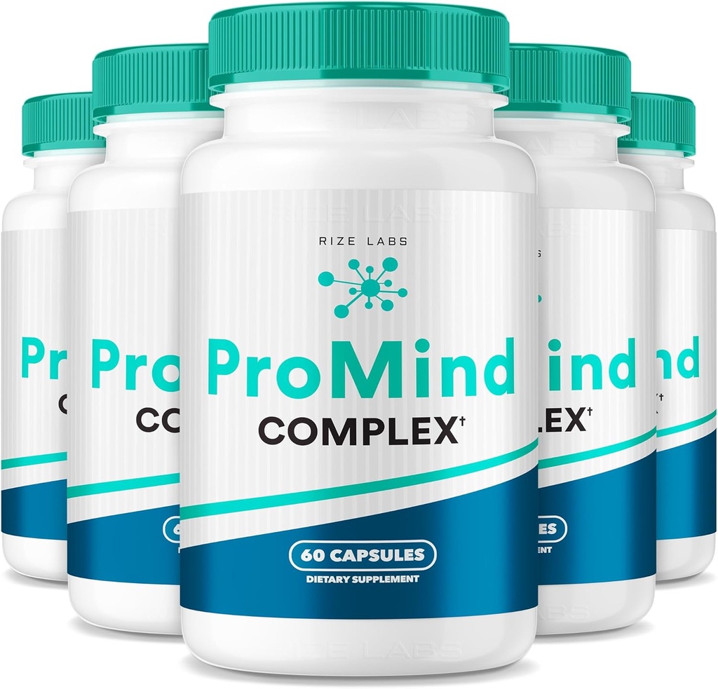 Rize labs ProMind Complex Supplement, fórmula de suporte de memória orgânica para fortalecer o cérebro, usado para aumentar a memória - pacote de 5 (300 cápsulas)