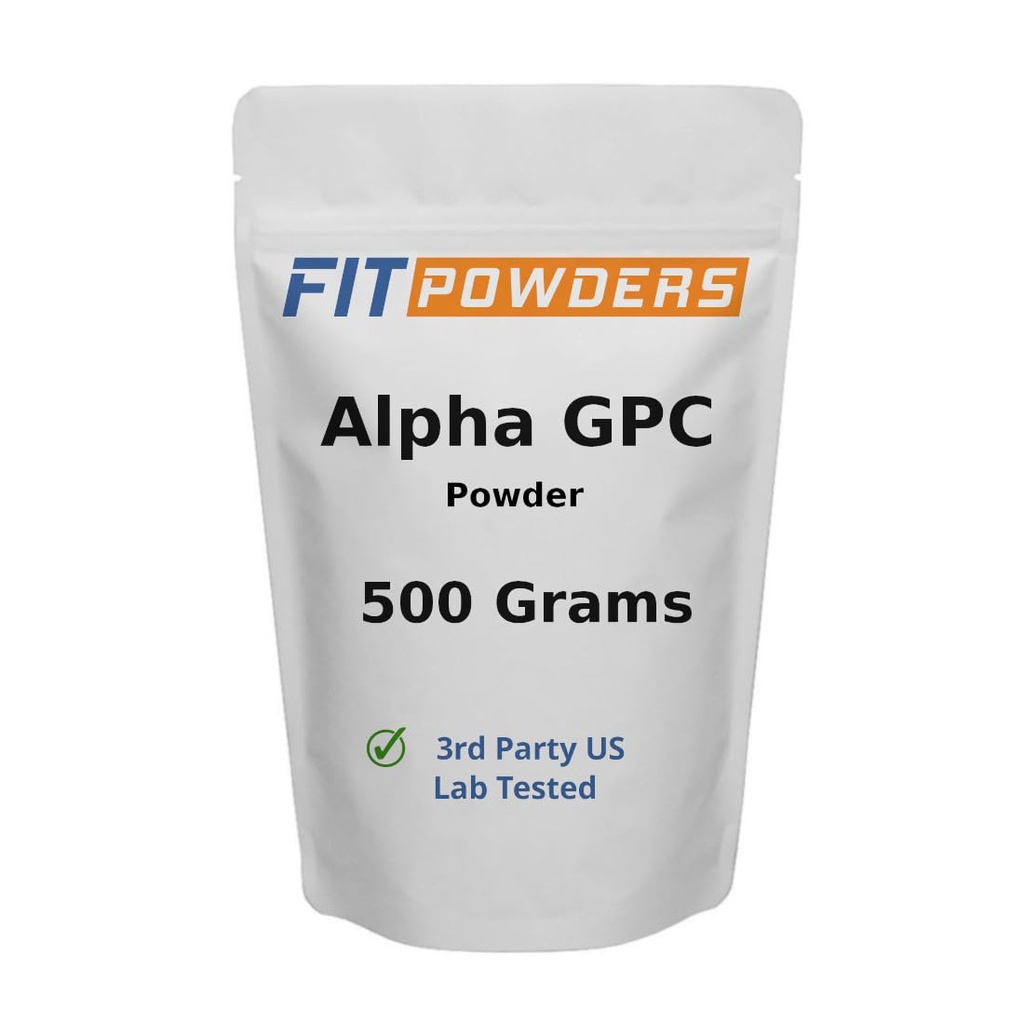 Alpha-GPC Pó 500 Grams, Não-GMO Alpha Suplemento GPC Choline Pó, Vegan, Terceiro partido testado, Pré-treino, Memória e Foco, com Scoop