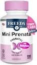 FREEDA Mini Vitamina pré-natal - Kosher Pré-natal - Tiny Fácil de Engolir Comprimidos - Vitaminas pré-natais com ferro, ácido fólico pré-natal/folato, vitamina D - Pré Natal Multivitamin para mulheres grávidas (120)