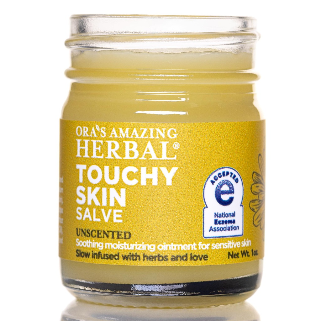 Ervas surpreendentes de Ora, Salva sensível da pele, Eczema Creme Tratamento, Creme Anti-Itch para Crianças e Adultos, Calêndula Pomada para Sensitivo Natural, Fragrância Livre, Pele seca Balm 1 oz Tamanho de viagem