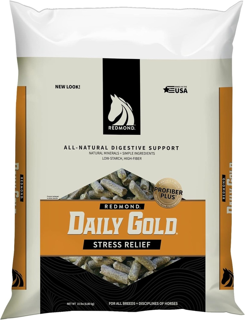 REDMOND Daily Gold Pellets Stress Alief, Natural Healing Clay para úlceras gástricas em cavalos (15 LB)