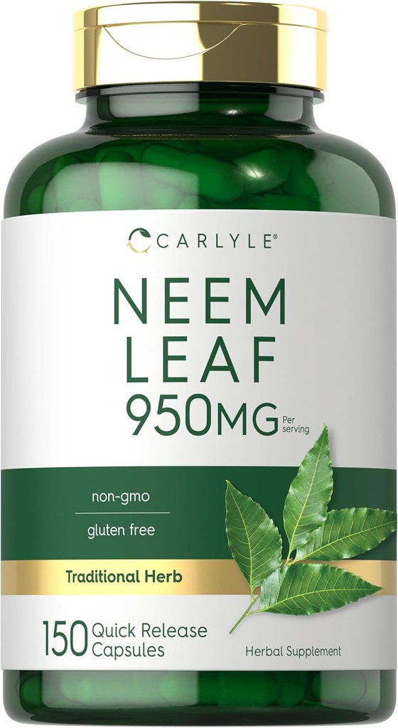 Carlyle Neem Folha 950mg 150 Cápsulas em Pó Não-GMO e Gluten Free Formula