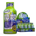 Vitamina Energia Focus+ Energia de força extra Tiro Blue Framboesa 12 Pack, 260mg Cafeína Natural, B-Vitaminas, CoQ10, Aminoácidos, Foco, Produtividade e clareza, Açúcar Zero, Sem glúten, 1,93 fl oz