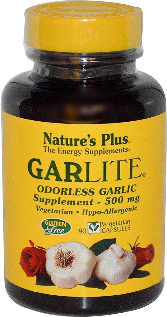 NaturesPlus Garlite Odorless Alho - 90 Cápsulas - Vegetariano, Glúten Grátis - 90 Servimentos