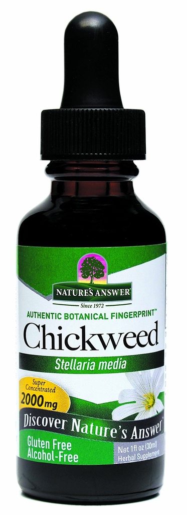 Resposta da natureza Alcohol-Free Chickweed Stelleria Media 2000mg 1oz Extract □ Herbal Supplement □ Promove a digestão □ Non GMO, Kosher, Gluten Free, Vegan