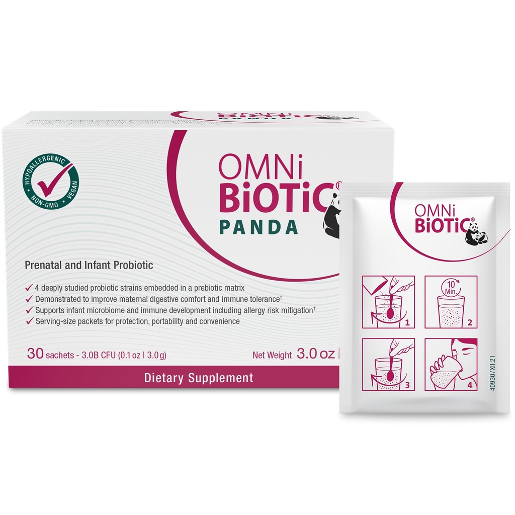 OMNi BiOtiC Panda - Probiótico para mamãe e bebê - Probiótico pré-natal e infantil – Gut Health & Imune System Support – Vegan e hipoalergênico - Não-GMO (1 pacote)