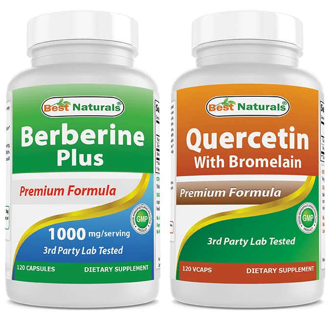 Melhores naturais Berberine Plus 1000mg & Quercetin com bromelaína