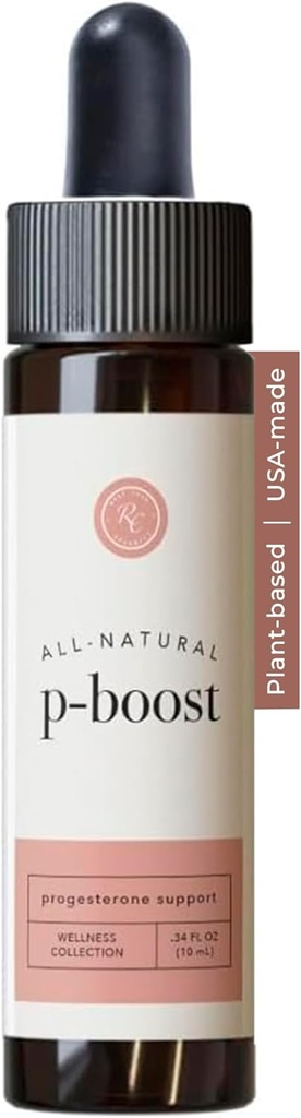 Rowe Casa Organics P-Boost Drops, Suplementos de Progesterona Bioidênticos com Óleos Essenciais, Gotas de Fertilidade Pré-Semente e Equilíbrio Hormônio Natural para Mulheres, .34 Fl Oz