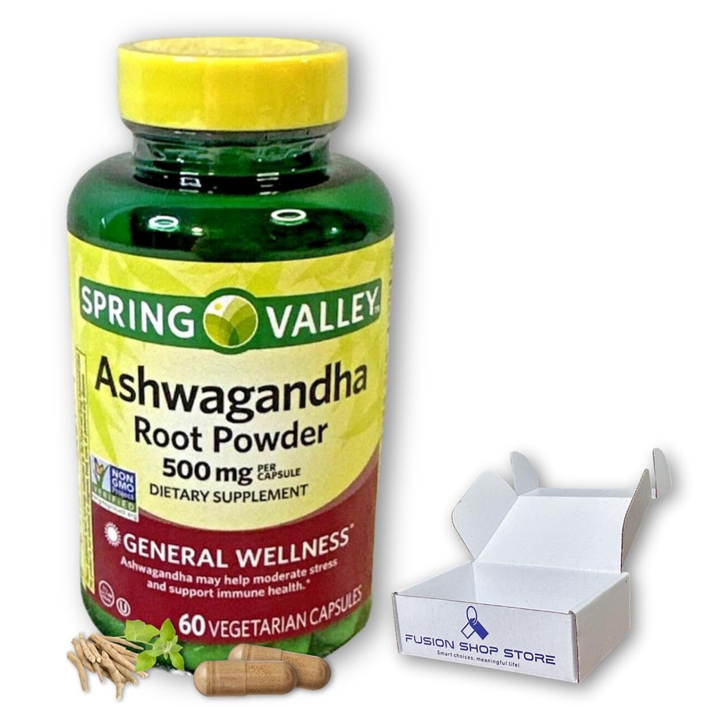 Ashwagandha- 500mg Pó de Raiz, 60 Cápsulas (Pacote de 1)
