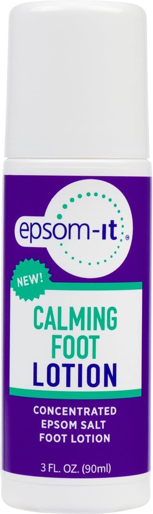 EPSOM-IT Calming Foot Lotion - Roll On Magnesium Sulfate Lotion for Cansed Feets & Ankles, Topical Epsom Salt with Urea, suavizar a pele dura e rachados calcanhares, proporcionando conforto para pernas e pés 3.0 oz