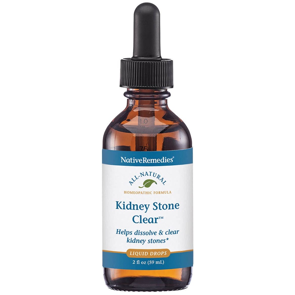 Remédios Nativos Pedra do Rim Clear - Fórmula Homeopática Natural Temporariamente Ajuda a Dissolver e Limpar Pedras do Rim - Alivia Dor, Náuseas e Vómitos - 59 mL