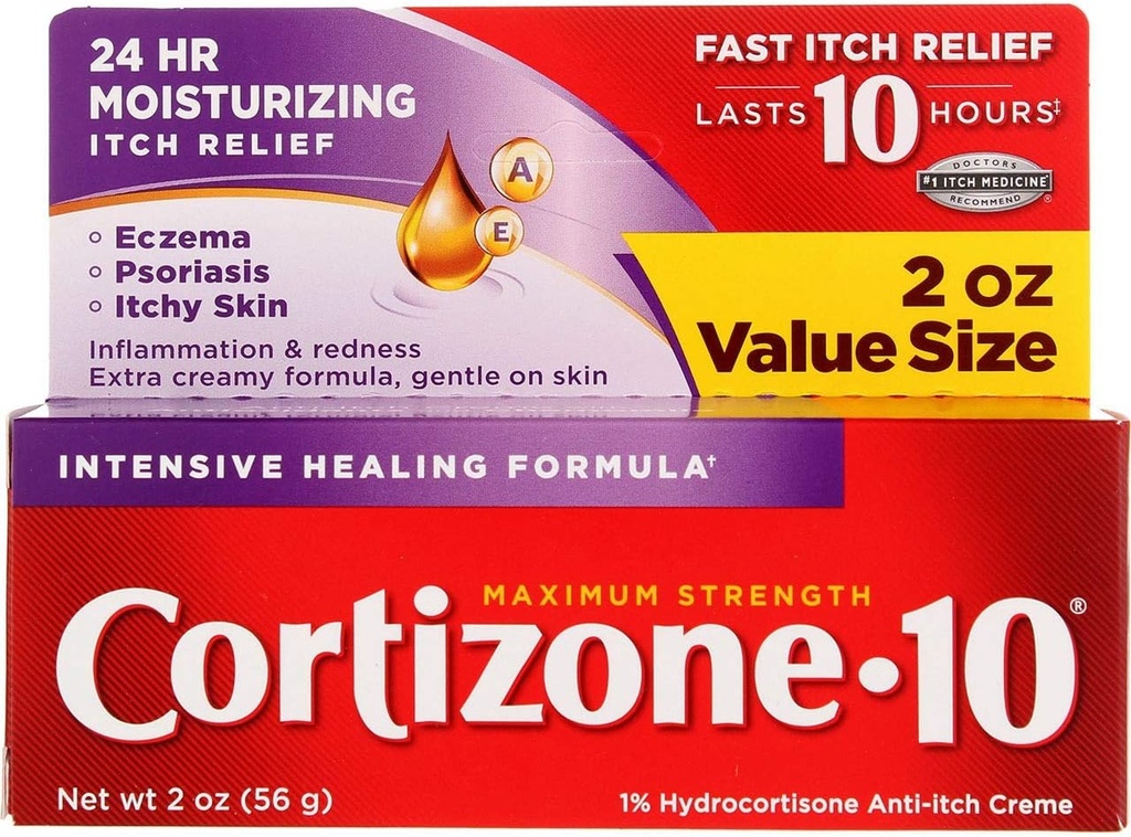 Cortizone-10 Força máxima Cortizone-10 Fórmula de Cura Intensiva, Caixas de 2 onças (Pacote de 2)