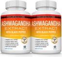 Organic Ashwagandha Root Powder Pills 1950 Mg with Black Pepper Extract - Pure Natural Ashwagandha Supplement, Support Energy, for Men Women, 60 Cápsulas
