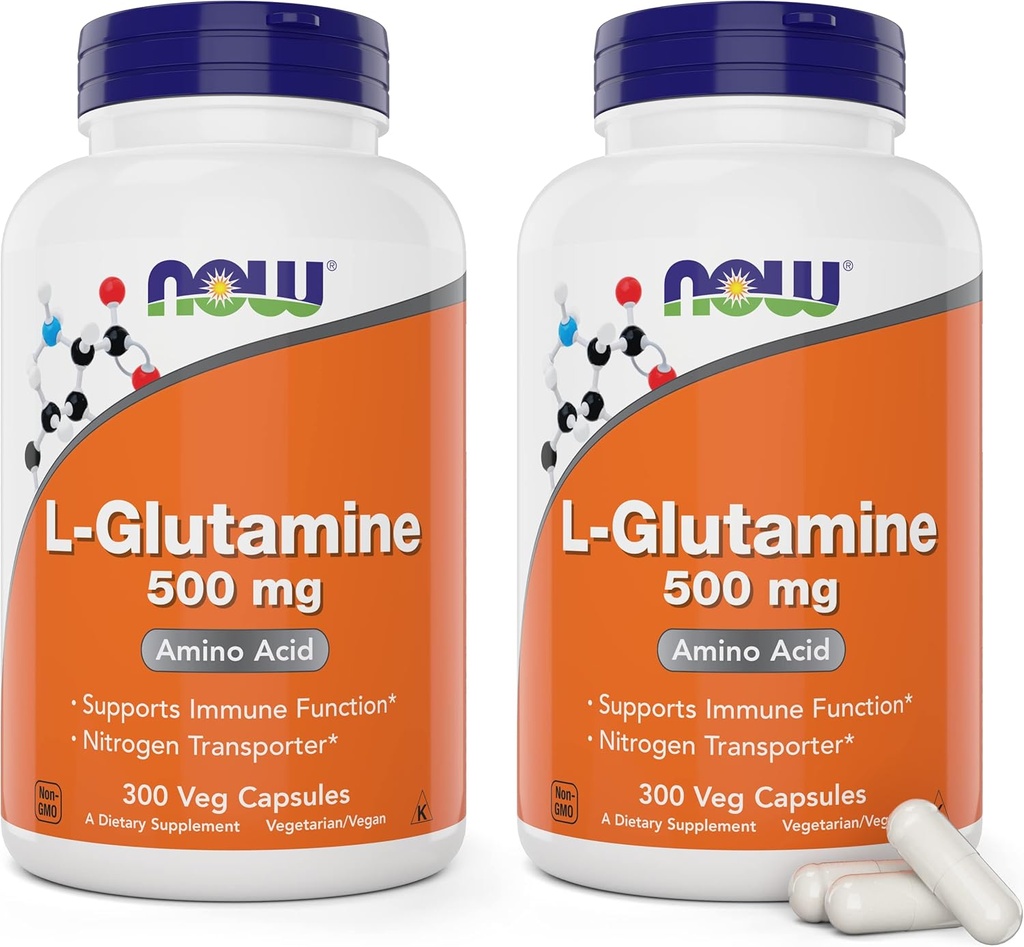 Agora L-Glutamina 500mg 300 Veg Cápsulas (Pacote de 2) - Suplemento Não-GMO - Vegan Lglutamina 500 mg Caps