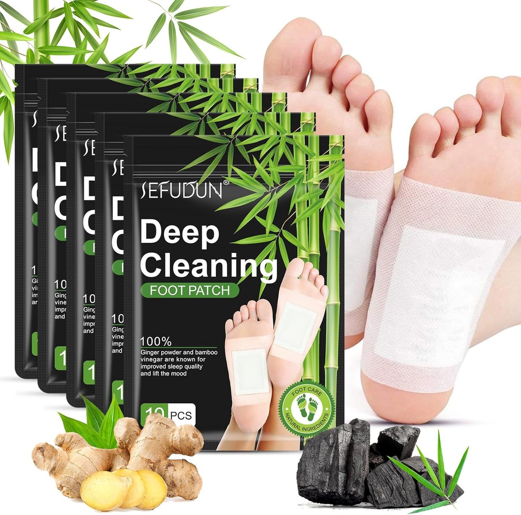 Tudiqe 50PCS Foot Pads, Puro Natural Bambu Vinagre Ginger Powder Foot Pad para cuidados com os pés, Ginger Foot Pads para melhor dormir, Limpando Patches Pé Deep