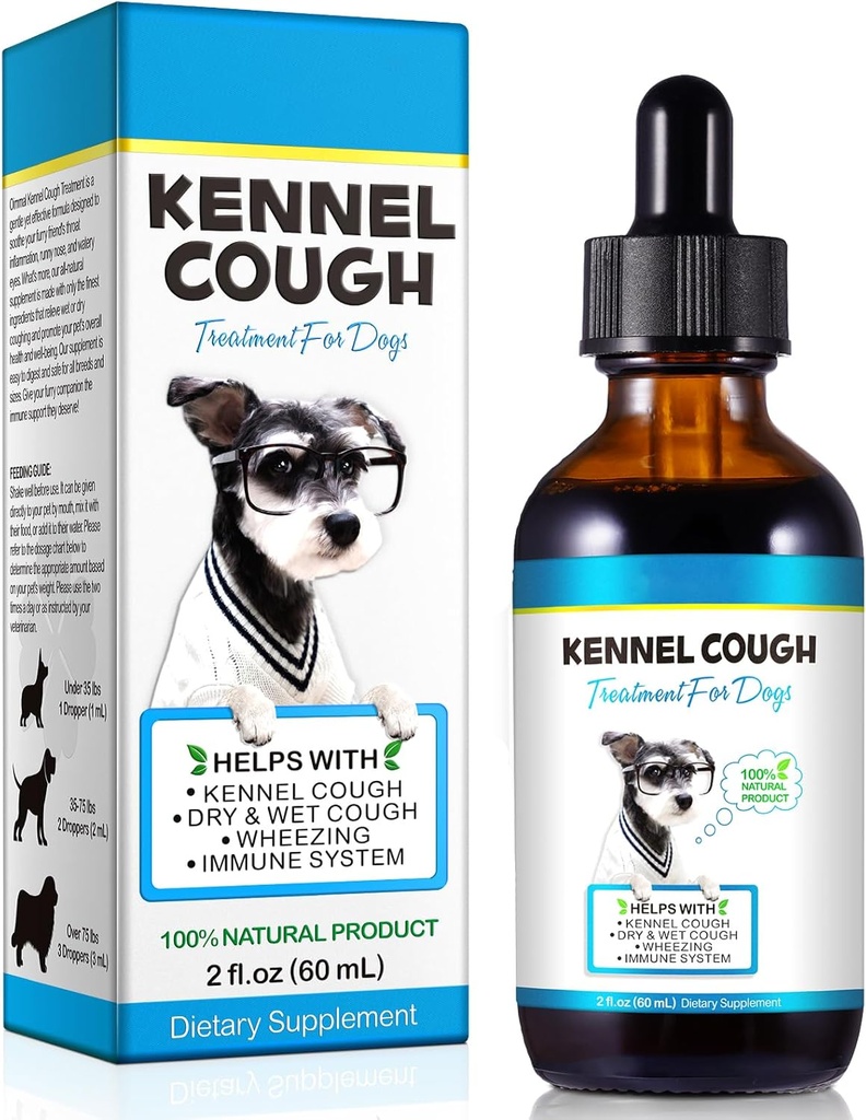 Tratamento da tosse do canil para cães, gotas de ervas do canil - 2.02 Fl.oz / 60 ml