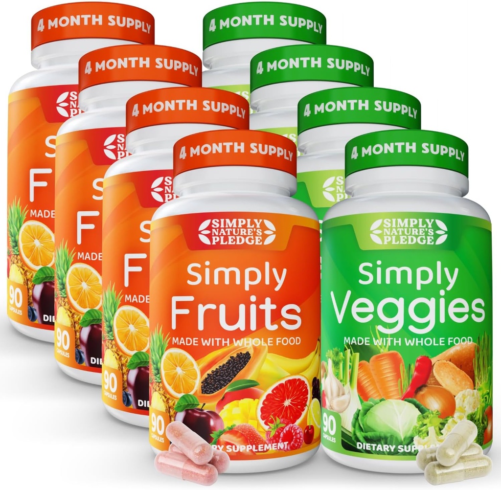 Simply Nature's Proledge - Embalado com mais de 40 frutas e vegetais diferentes - 4 Mês de Fornecimento - Feito com alimentos integrais Superfoods - com Aloe Vera - 100% Soy Free - 720 Cápsulas