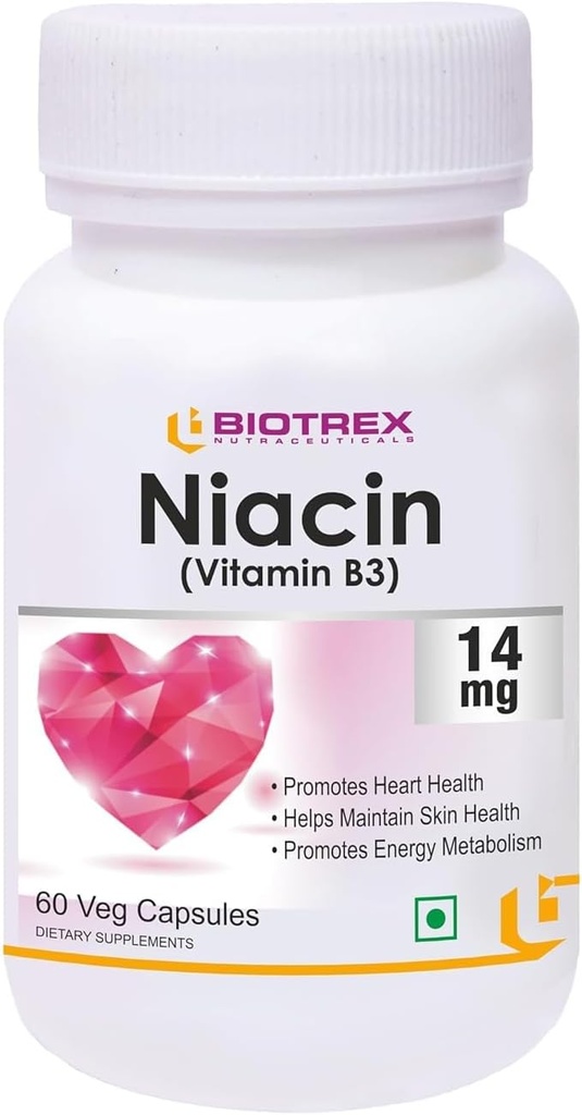 Genéricos Niacin 14mg Vitamina B3 com Inositol 50mg Suplemento - 60 Veg Cápsulas