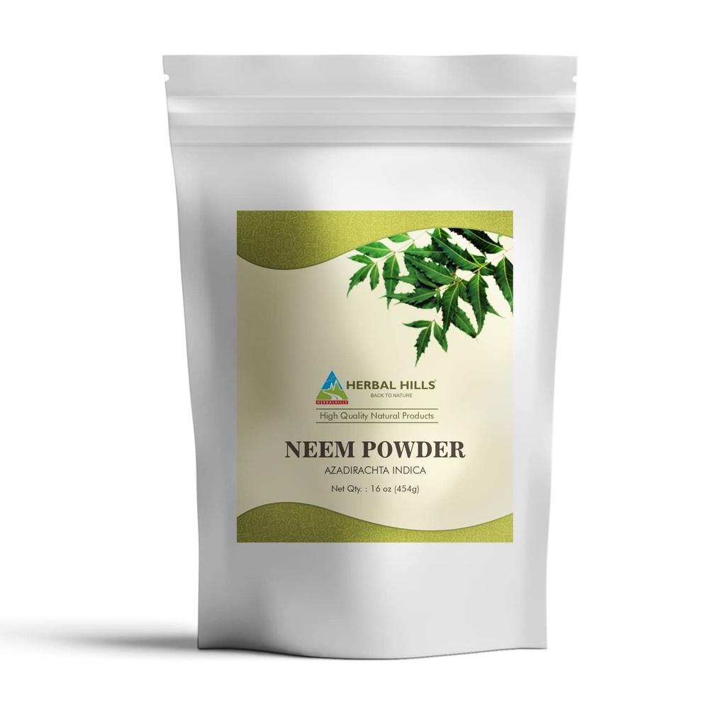 HERBAL HILLS Neem Powder Azadirachta Indica Pure Neem Leaf/ Leaves Powder 16 Oz
