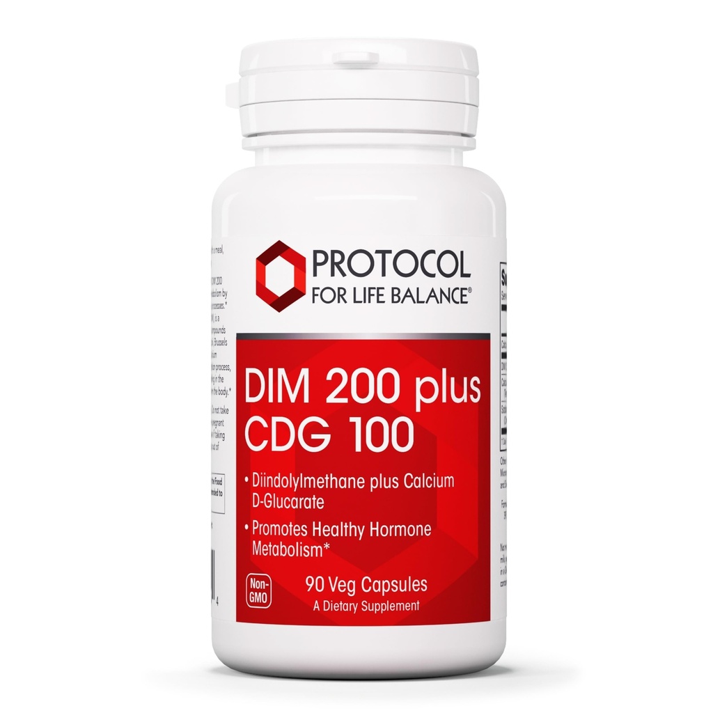 PROTOCOLO PARA A VIDA EQUIPAMENTO DIM 200 Plus CDG - 200mg - Suplemento de cálcio e DIM - para o metabolismo de detox e hormônios Cleanse - Glucarato de cálcio D - Não-GMO & Kosher - 90 Veg Caps