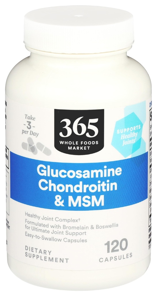 365 por Whole Foods Market, Glucosamina Chondroitin e MMS, 120 Cápsulas
