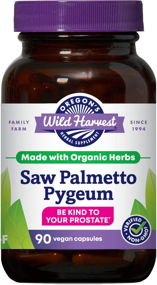 Oregon Wild Harvest Saw Palmetto Pigeum Cápsulas, suplementos de ervas orgânicos não-GMO, 90 contagem
